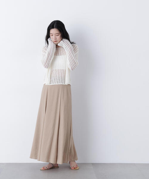 N.（N. Natural Beauty Basic）（エヌエヌナチュラルビューティーベーシック）の「リネンライクナロースカート（スカート・レディース・グレー系その他/グリーン/ベージュ・MEDIUM/P/S）」の17枚目の写真