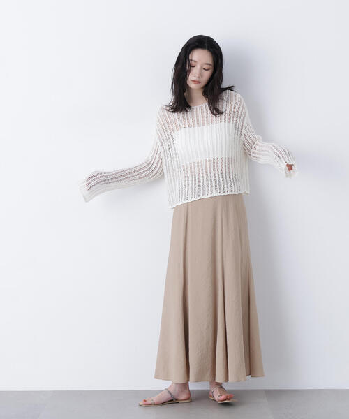 N.（N. Natural Beauty Basic）（エヌエヌナチュラルビューティーベーシック）の「リネンライクナロースカート（スカート・レディース・グレー系その他/グリーン/ベージュ・MEDIUM/P/S）」の19枚目の写真