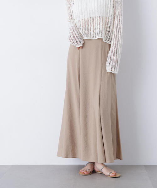 N.（N. Natural Beauty Basic）（エヌエヌナチュラルビューティーベーシック）の「リネンライクナロースカート（スカート・レディース・グレー系その他/グリーン/ベージュ・MEDIUM/P/S）」の2枚目の写真