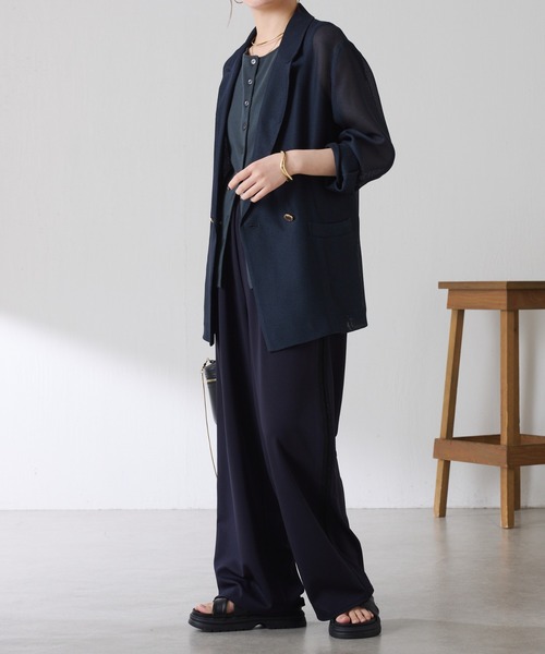 COLLAGE GALLARDAGALANTE（コラージュガリャルダガランテ）の「イージースラックス（スラックス・レディース・グレイッシュベージュ/ネイビー・FREE）」の20枚目の写真