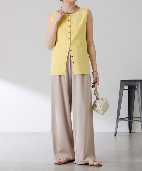 COLLAGE GALLARDAGALANTE（コラージュガリャルダガランテ）の「イージースラックス（スラックス・レディース・グレイッシュベージュ/ネイビー・FREE）」の3枚目の写真