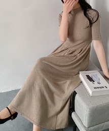 プチハイネック ニット ロングワンピース