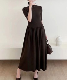 プチハイネック ニット ロングワンピース