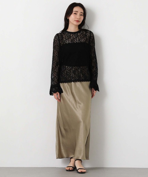 Gready Brilliant（グレディブリリアン）の「ＬＵＡＣＥバイアスフレアスカート（スカート・レディース・ブラック/アイボリー/モカ・38/36）」の21枚目の写真