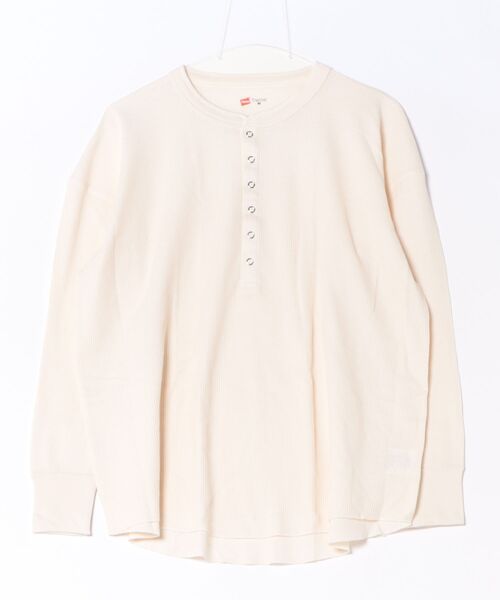 JUGLANS(ユグランス)の「【hanes/ヘインズ】HW4-E102 Thermal for HER ヘンリーネックロングスリーブ(Tシャツ/カットソー・レディース・オフホワイト/レッド/グレー・L/M)」の1枚目の写真