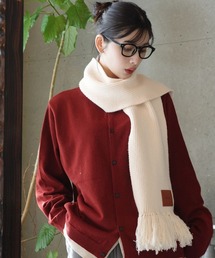 skoool（スクール）の「ウール混フリンジマフラー／リブ編み仕様 × デイリー使いしやすい厚み（マフラー）」