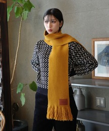 skoool（スクール）の「ウール混フリンジマフラー／リブ編み仕様 × デイリー使いしやすい厚み（マフラー）」