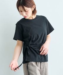 【コットン100%】 アシメデザイン サイドリボン Tシャツ 【587247】