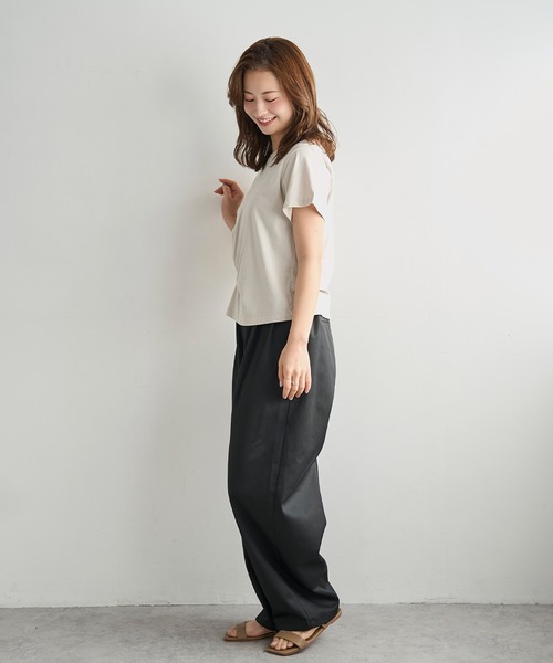 mil(ミル)の「【コットン100%】 アシメデザイン サイドリボン Tシャツ 【587247】(Tシャツ/カットソー・レディース・オフホワイト/ブラック/サンドベージュ・ONESIZE)」の13枚目の写真