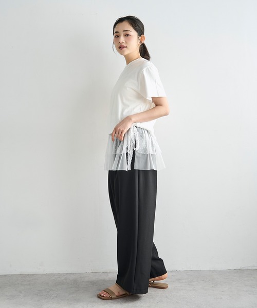 mil(ミル)の「【コットン100%】 アシメデザイン サイドリボン Tシャツ 【587247】(Tシャツ/カットソー・レディース・オフホワイト/ブラック/サンドベージュ・ONESIZE)」の22枚目の写真