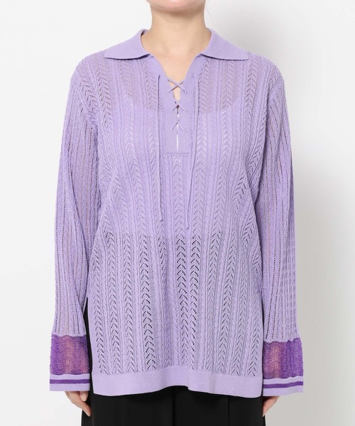 HARE（ハレ）の「スキッパースカシアミトップス(HARE)（ニット/セーター・レディース・ブラック/ピンク・FREE）」の16枚目の写真