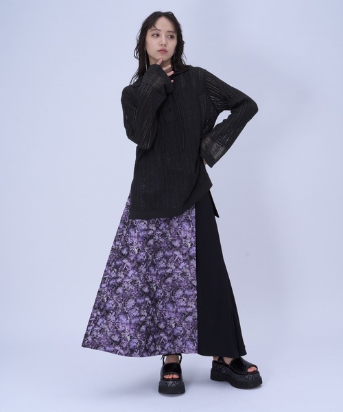 HARE（ハレ）の「スキッパースカシアミトップス(HARE)（ニット/セーター・レディース・ブラック/ピンク・FREE）」の3枚目の写真