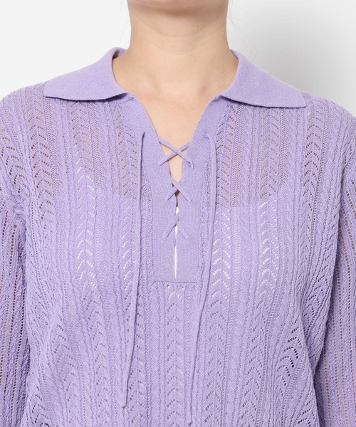 HARE（ハレ）の「スキッパースカシアミトップス(HARE)（ニット/セーター・レディース・ブラック/ピンク・FREE）」の19枚目の写真