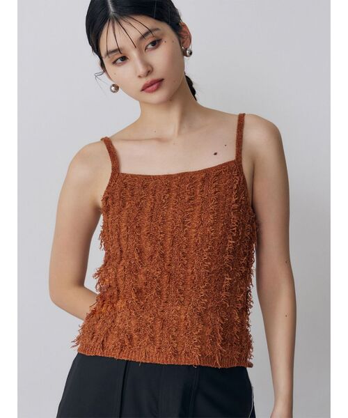 MURUA(ムルーア)の「ミックスフリンジニットキャミソール(キャミソール・レディース・オレンジ/ブラック/アイボリー・FREE)」の3枚目の写真