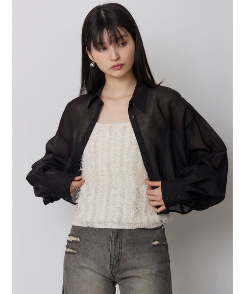 MURUA(ムルーア)の「ミックスフリンジニットキャミソール(キャミソール・レディース・オレンジ/ブラック/アイボリー・FREE)」の7枚目の写真