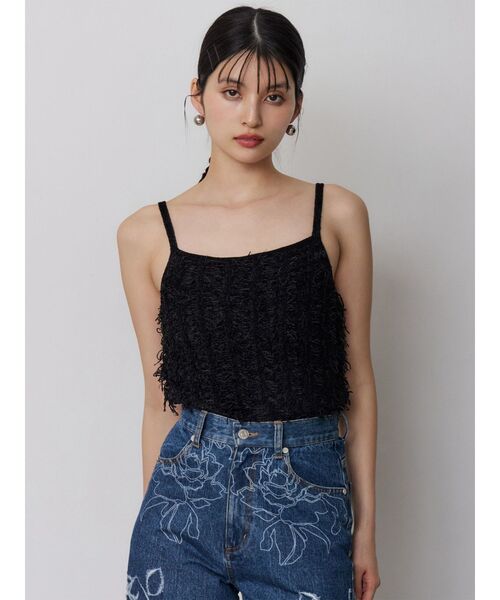 MURUA(ムルーア)の「ミックスフリンジニットキャミソール(キャミソール・レディース・オレンジ/ブラック/アイボリー・FREE)」の9枚目の写真