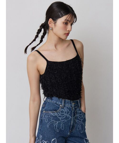MURUA(ムルーア)の「ミックスフリンジニットキャミソール(キャミソール・レディース・オレンジ/ブラック/アイボリー・FREE)」の10枚目の写真