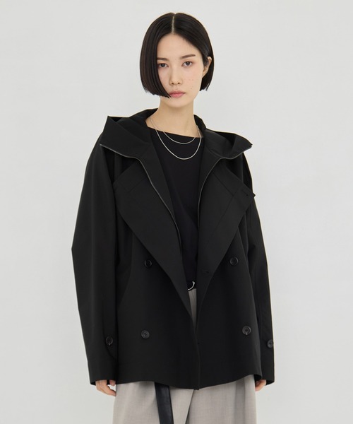 VACHEMENT(ヴァシュモン)の「【VACHEMENT/ヴァシュモン】リサイクルナイロンタスランレイヤードブルゾン(ブルゾン・レディース・ブラック/ライトベージュ・FREE)」の2枚目の写真