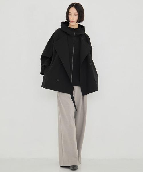 VACHEMENT(ヴァシュモン)の「【VACHEMENT/ヴァシュモン】リサイクルナイロンタスランレイヤードブルゾン(ブルゾン・レディース・ブラック/ライトベージュ・FREE)」の4枚目の写真