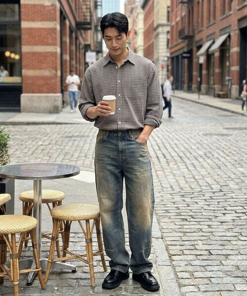 LETTERCOMO（レテルコモ）の「フリームードチェックシャツサンドベージュ（シャツ/ブラウス・レディース・その他・MEDIUM/LARGE）」の7枚目の写真