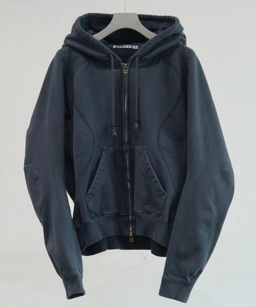 NVRFRGT(ネヴァーフォーゲット)の「【NVRFRGT】PANELED ZIP UP HOODIE(パーカー・メンズ・チャコールグレー/モカ・2/1)」の2枚目の写真