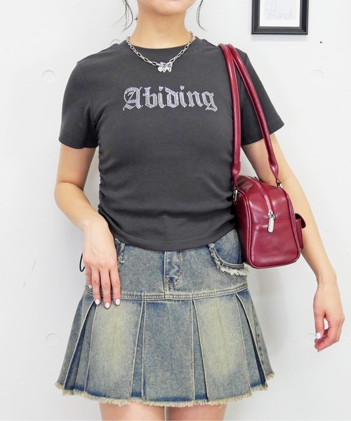 FUN(ファン)の「ロゴストーンカットソー(Tシャツ/カットソー・レディース・チャコールグレー/オフホワイト/カモフラージュ/ブラック・FREE)」の1枚目の写真