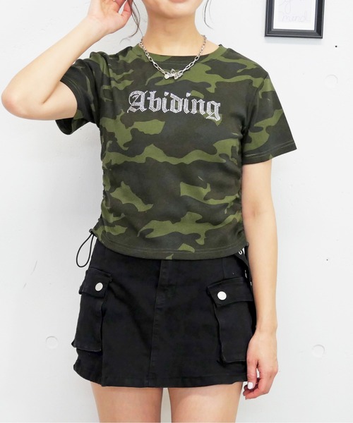 FUN(ファン)の「ロゴストーンカットソー(Tシャツ/カットソー・レディース・チャコールグレー/オフホワイト/カモフラージュ/ブラック・FREE)」の4枚目の写真