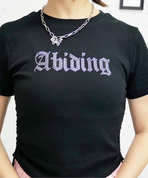 FUN(ファン)の「ロゴストーンカットソー(Tシャツ/カットソー・レディース・チャコールグレー/オフホワイト/カモフラージュ/ブラック・FREE)」の7枚目の写真