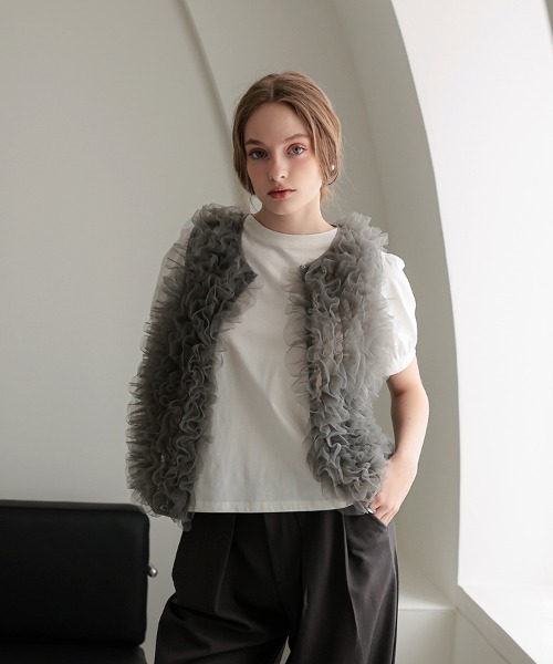DONOBAN（ドノバン）の「ペタルチュールトップス（Tシャツ/カットソー・レディース・ブラウン/グレー/ピンク・ONE SIZE）」の12枚目の写真