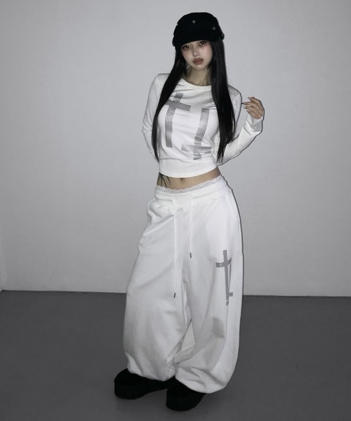 THEAIRTOWN(ジエアタウン)の「go square jogger pt(スウェットパンツ・レディース・ブラック/ホワイト・FREE)」の10枚目の写真