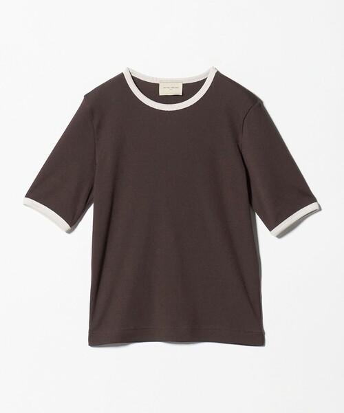 UNITED ARROWS（ユナイテッドアローズ）の「リブ バイカラーパイピング Tシャツ（Tシャツ/カットソー・レディース・ネイビー/ベージュ/ダークブラウン/ワイン・FREE）」の2枚目の写真