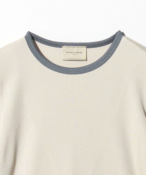 UNITED ARROWS（ユナイテッドアローズ）の「リブ バイカラーパイピング Tシャツ（Tシャツ/カットソー・レディース・ネイビー/ベージュ/ダークブラウン/ワイン・FREE）」の10枚目の写真