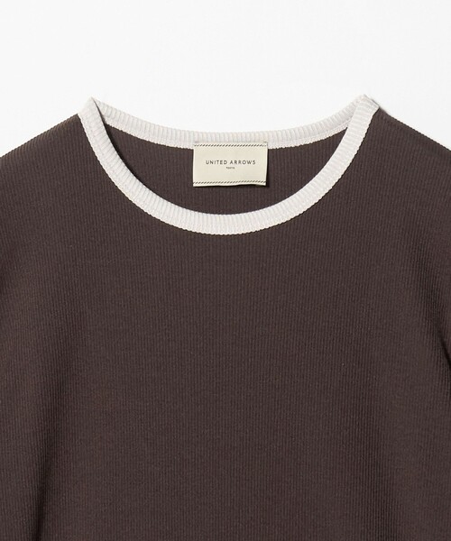 UNITED ARROWS（ユナイテッドアローズ）の「リブ バイカラーパイピング Tシャツ（Tシャツ/カットソー・レディース・ネイビー/ベージュ/ダークブラウン/ワイン・FREE）」の12枚目の写真