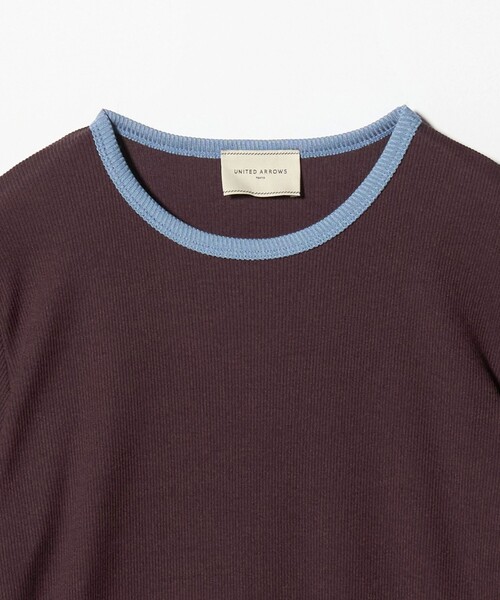UNITED ARROWS（ユナイテッドアローズ）の「リブ バイカラーパイピング Tシャツ（Tシャツ/カットソー・レディース・ネイビー/ベージュ/ダークブラウン/ワイン・FREE）」の14枚目の写真