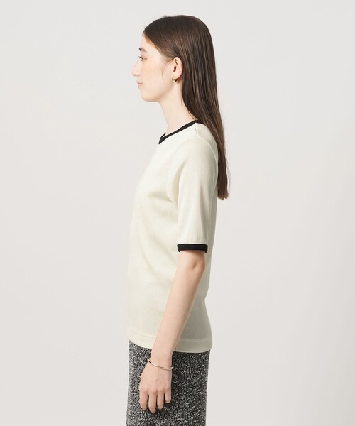 UNITED ARROWS（ユナイテッドアローズ）の「リブ バイカラーパイピング 五分袖 Tシャツ（Tシャツ/カットソー・レディース・ネイビー/ベージュ/ダークブラウン/ワイン/オフホワイト・FREE）」の19枚目の写真