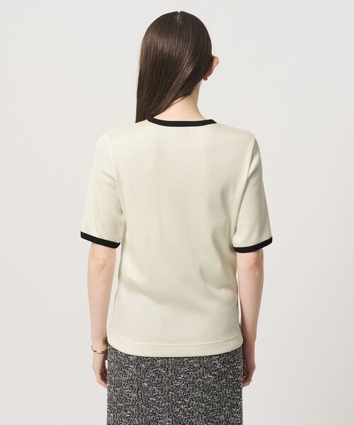 UNITED ARROWS（ユナイテッドアローズ）の「リブ バイカラーパイピング 五分袖 Tシャツ（Tシャツ/カットソー・レディース・ネイビー/ベージュ/ダークブラウン/ワイン/オフホワイト・FREE）」の20枚目の写真