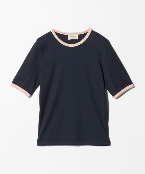UNITED ARROWS（ユナイテッドアローズ）の「リブ バイカラーパイピング 五分袖 Tシャツ（Tシャツ/カットソー・レディース・ネイビー/ベージュ/ダークブラウン/ワイン/オフホワイト・FREE）」の21枚目の写真