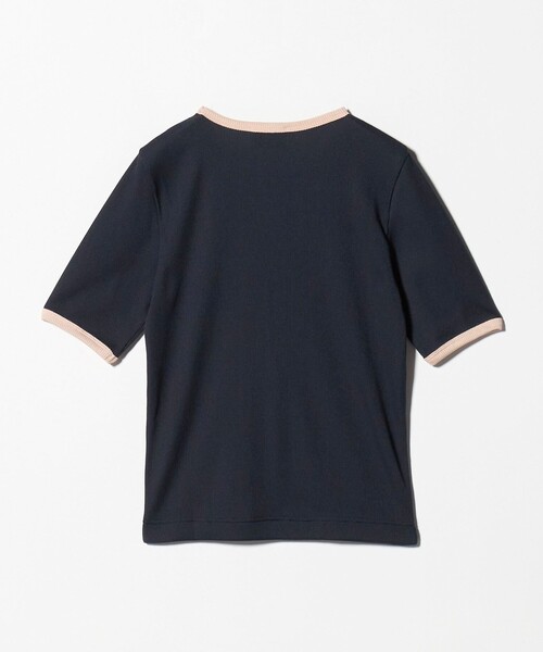 UNITED ARROWS（ユナイテッドアローズ）の「リブ バイカラーパイピング 五分袖 Tシャツ（Tシャツ/カットソー・レディース・ネイビー/ベージュ/ダークブラウン/ワイン/オフホワイト・FREE）」の22枚目の写真