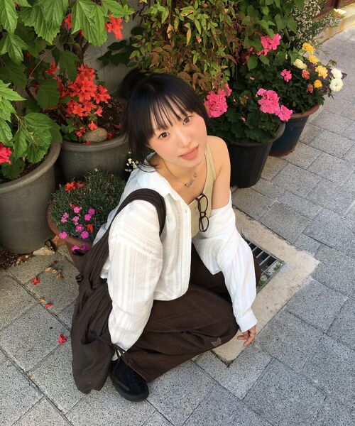 PLUNASTUDIO(プルナスタジオ)の「リブスリーブレスTシャツ(オリーブ)(Tシャツ/カットソー・レディース・オリーブ・FREE)」の4枚目の写真