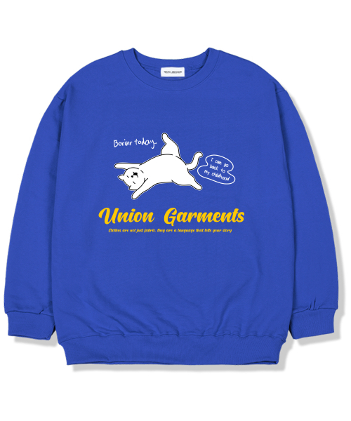 Union Garments(ユニオンガーメンツ)の「ボリングデイ 起毛裏地 オーバーサイズ スウェットシャツ ブルー(スウェット・レディース・その他・L/XL/XXL)」の1枚目の写真