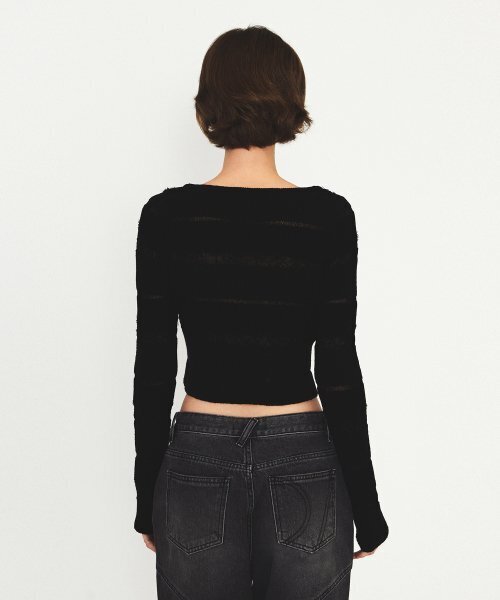 DIAGONAL(ダイアゴナル)の「STRIPE DIAGONAL BUTTON KNIT (black)(ニット/セーター・レディース・その他・FREE)」の3枚目の写真