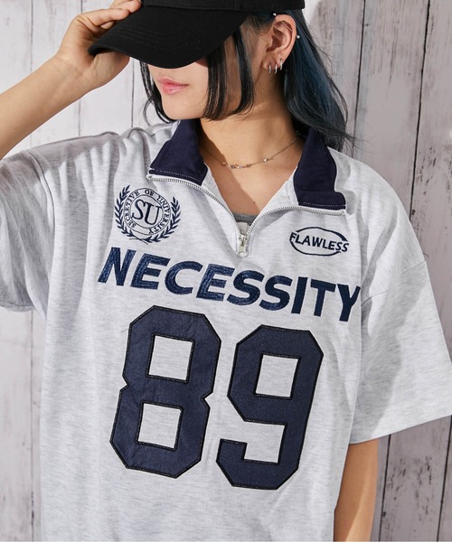 GORGE(ゴージ)の「《ナンバーロゴ×ハーフジップ》ビッグシルエットTシャツ/ストリート/春夏秋/全3色(Tシャツ/カットソー・レディース・ピンク/グリーン/ネイビー・F)」の3枚目の写真