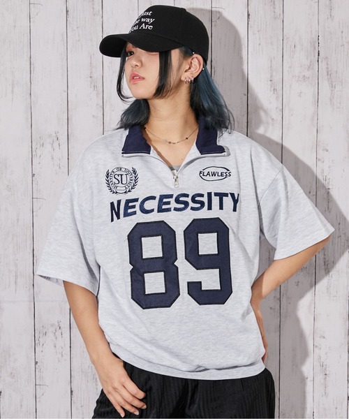 GORGE(ゴージ)の「《ナンバーロゴ×ハーフジップ》ビッグシルエットTシャツ/ストリート/春夏秋/全3色(Tシャツ/カットソー・レディース・ピンク/グリーン/ネイビー・F)」の4枚目の写真