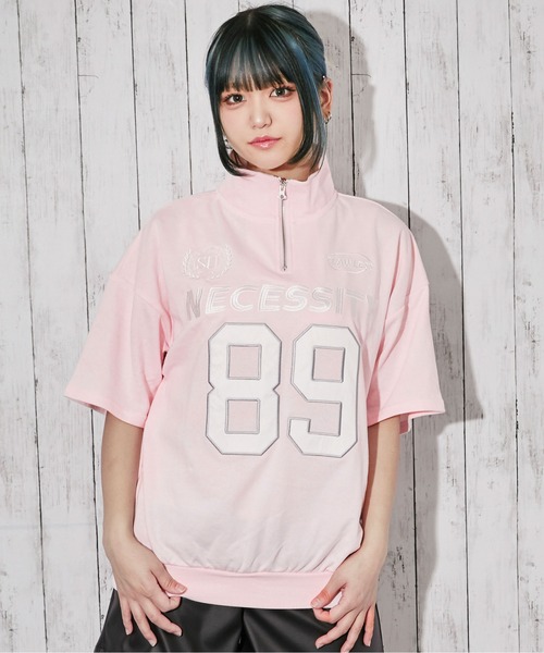 GORGE(ゴージ)の「《ナンバーロゴ×ハーフジップ》ビッグシルエットTシャツ/ストリート/春夏秋/全3色(Tシャツ/カットソー・レディース・ピンク/グリーン/ネイビー・F)」の18枚目の写真