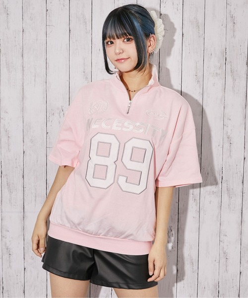 GORGE(ゴージ)の「《ナンバーロゴ×ハーフジップ》ビッグシルエットTシャツ/ストリート/春夏秋/全3色(Tシャツ/カットソー・レディース・ピンク/グリーン/ネイビー・F)」の17枚目の写真