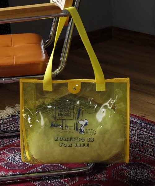 SNOOPY(スヌーピー)の「SNOOPY スヌーピー クリアトートバッグ サーフ Lサイズ(トートバッグ・レディース・イエロー/ブルー/グリーン/ピンク・FREE)」の9枚目の写真