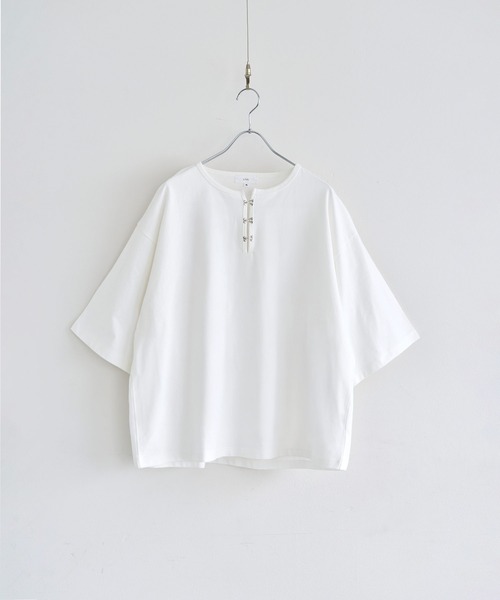 LILL(リル)の「シルバーパーツヘビーウエイトコットンヘンリーネックハーフスリーブカットソー(Tシャツ/カットソー・メンズ・チャコールグレー/ブラック/ホワイト/ブルーグレー/ワイン・XL/L/M/S)」の18枚目の写真