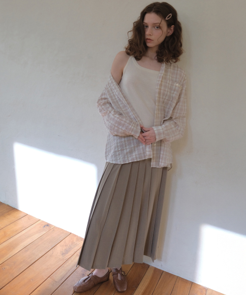 OURNOSTALGIA(アワー ノスタルジア)の「Marais Seersucker Check Shirt_Pink(O26SH01)(シャツ/ブラウス・レディース・PINK・FREE)」の3枚目の写真