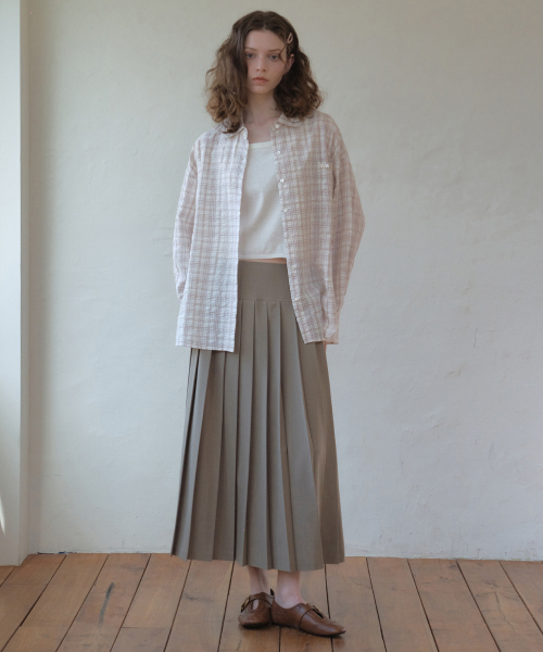 OURNOSTALGIA(アワー ノスタルジア)の「Marais Seersucker Check Shirt_Pink(O26SH01)(シャツ/ブラウス・レディース・PINK・FREE)」の4枚目の写真