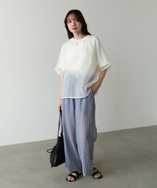 Bab（バブ）の「シアーレイヤードライクカットソー（Tシャツ/カットソー・レディース・チャコールグレー/グリーン/アイボリー/モカ・FREE）」の7枚目の写真